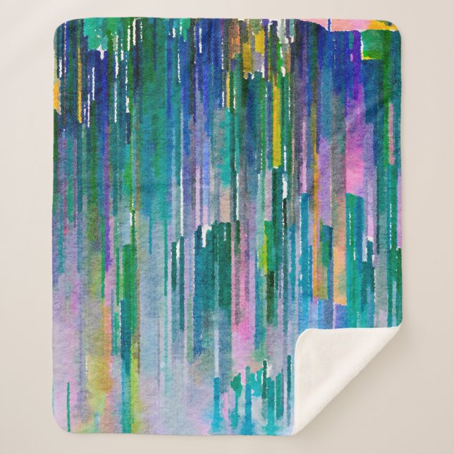 Multicolored watercolor artwork sherpa blanket (Front)