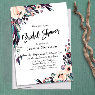 Multicolored Watercolor Flowers Bridal Shower Invitation