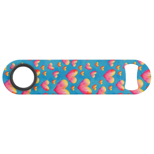 Multicolored Watercolor Hearts Bar Key (Back Horizontal)