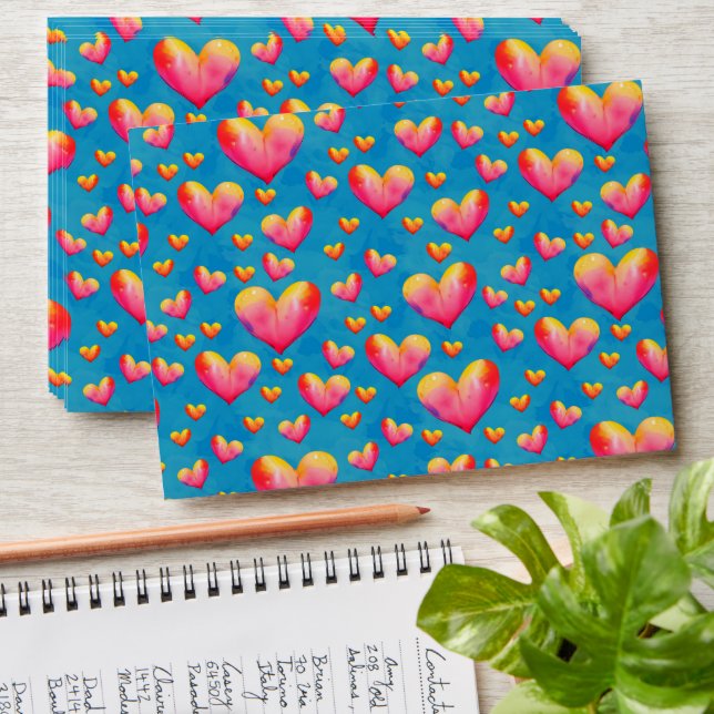 Multicolored Watercolor Hearts  Envelope (Stacked)