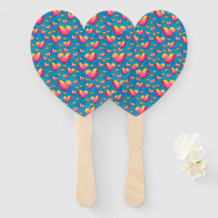 Multicolored Watercolor Hearts Set of Fans