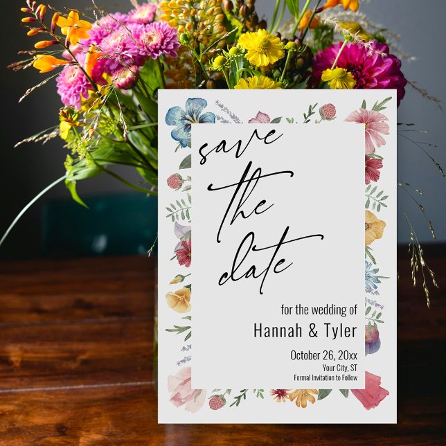 Multicolored Watercolor Meadow Wildflower Boho Save The Date (Creator Uploaded)