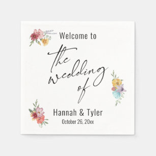 Multicolored Watercolor Meadow Wildflower Welcome Napkin