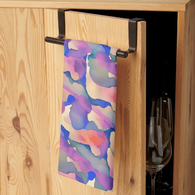 Multicolored Watercolor Pattern - Kitchen Towel (Thirds Fold)