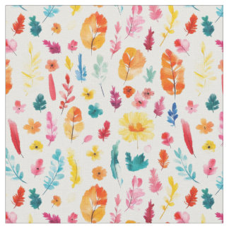 Multicolored watercolor plants fabric
