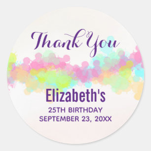 Multicolored Watercolor Splash Thank You Classic Classic Round Sticker