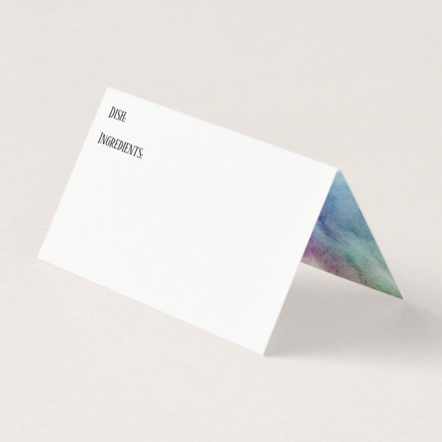 Multicolored Watercolor Wash Recipe Tent Cards (Front)