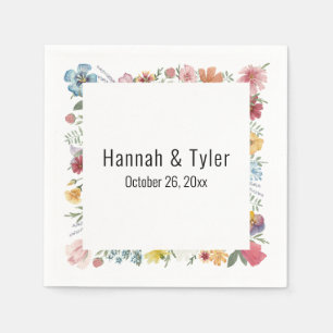 Multicolored Watercolor Wildflowers Personalised Napkin