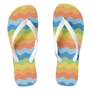 Multicolored Waves Pattern Flip Flops