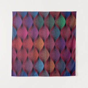 Multicolored Wavy Geometric Print Tapestry