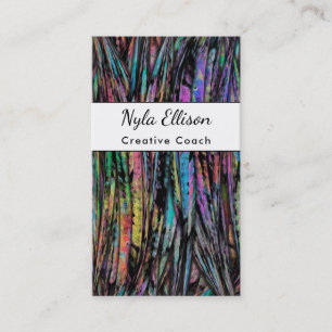 Multicolored, Wispy, Vertical Abstract Art Design Business Card