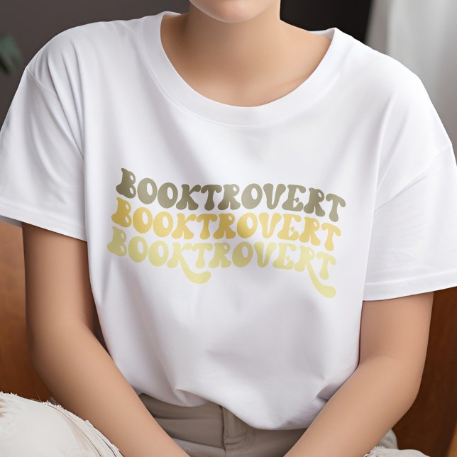 Multicolored Yellow Retro Booktrovert Book Lover T-Shirt (Creator Uploaded)