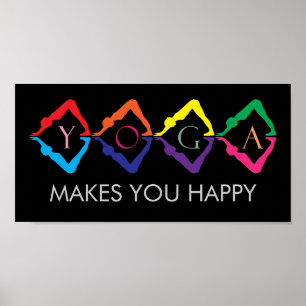 Multicolored YOGA girls - text template Poster