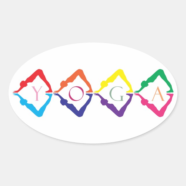 Multicolored YOGA Oval Sticker (Front)