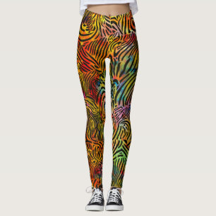 Multicolored Zebra Strapes Leggings