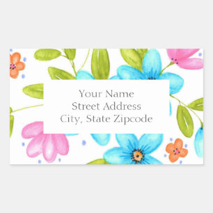 Multicolorful Watercolor Bouquet Labels
