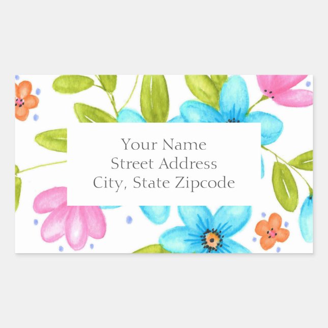 Multicolorful Watercolor Bouquet Labels  (Front)