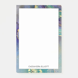 Multicolors & Gold Marbled Abstract Liquid Art Post-it Notes