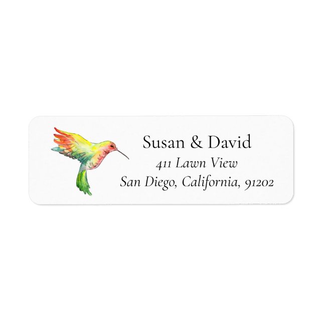 Multicolors Hummingbird Flying Address Label (Front)