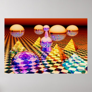 multicolour balls and pyramids poster