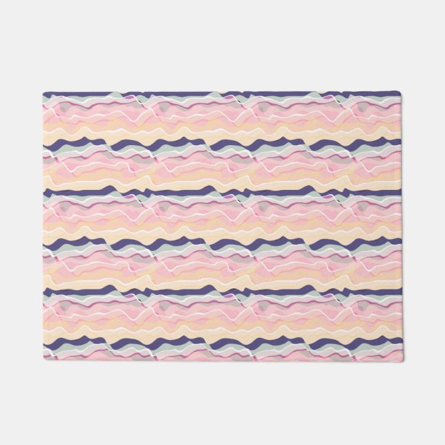 Multicolour Pastel Wave Pattern Doormat (Front)