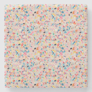 Multicolour Rainbow Terrazzo pattern Stone Coaster