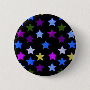 Multicolour Star Pattern Badge/Button 6 Cm Round Badge