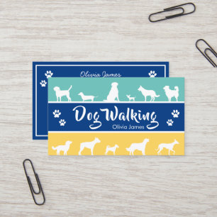 Multicolour stripe dog walking pet care animal business card