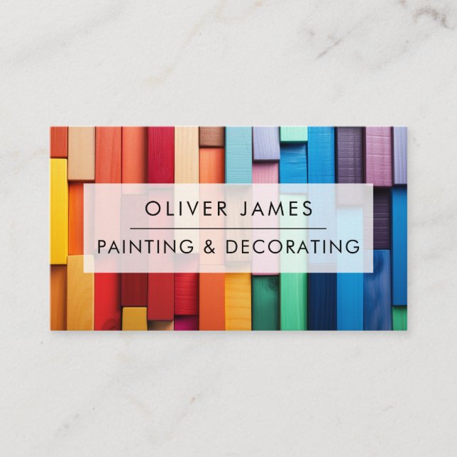 Multicolour wood Artist, Painter and decorator Business Card (Front)