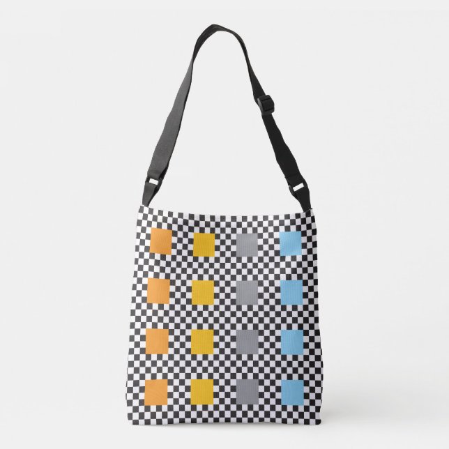 Multicoloured Chequered Pattern and Big Squares Crossbody Bag (Back)