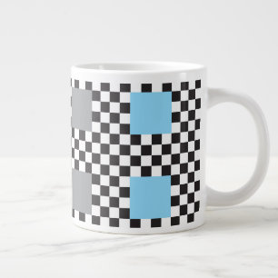 Multicoloured Chequered Pattern and Big Squares Large Coffee Mug