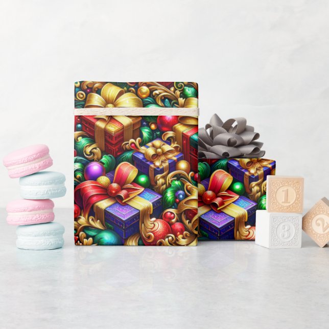 ~ Multicoloured Christmas Gifts ~  Wrapping Paper (Baby Shower)