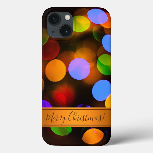 Multicoloured Christmas Lights. Text Template Case-Mate iPhone Case (Back)
