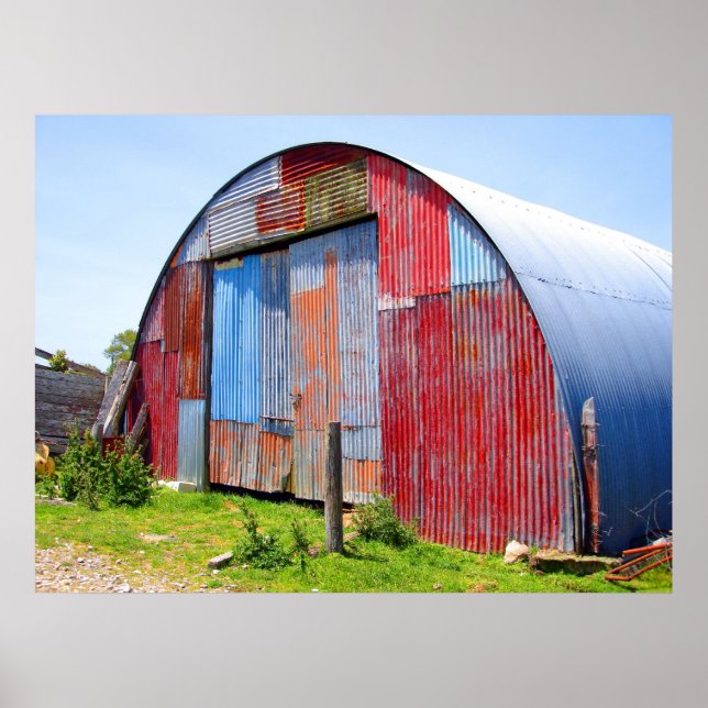 Multicoloured Corrugated Steel Shed Poster (Front)