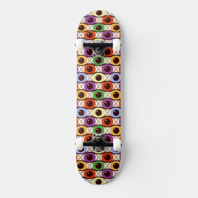 multicoloured eyeballs skateboard (Front)