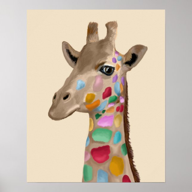 MultiColoured Giraffe Poster (Front)