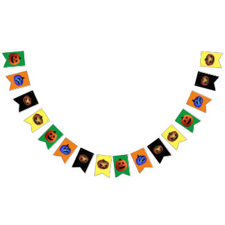 Multicoloured Halloween Girlande scary Pumpkins  Bunting
