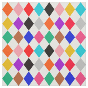 Multicoloured Harlequin Diamonds White Fabric