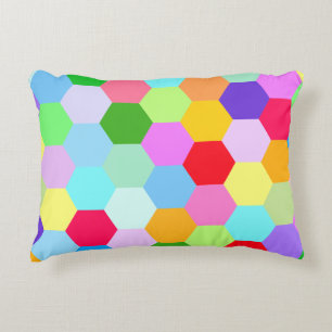 Multicoloured Hexagon Pattern Decorative Cushion