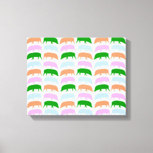 Multicoloured Hogs Pink Blue Green Orange Canvas Print