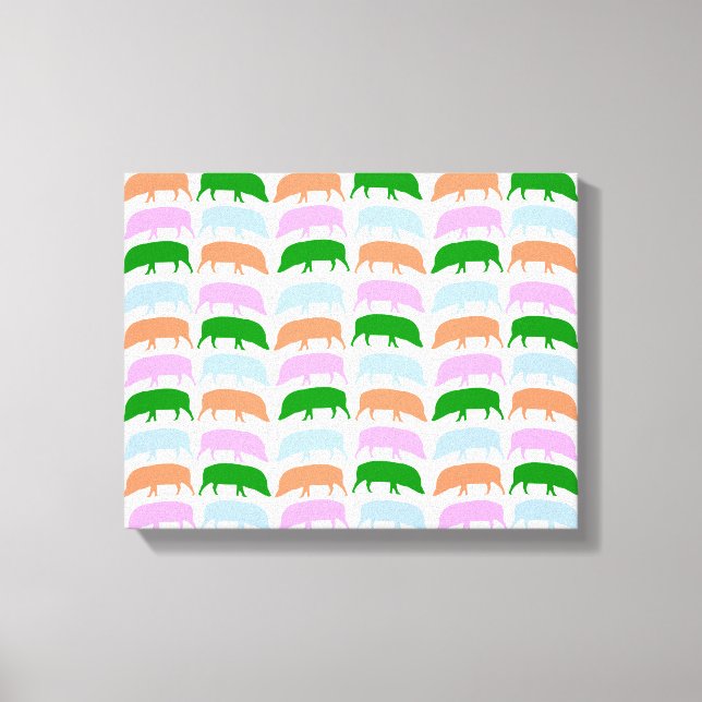 Multicoloured Hogs Pink Blue Green Orange Canvas Print (Front)
