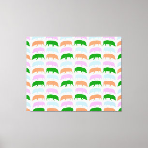 Multicoloured Hogs Pink Blue Green Orange Canvas Print