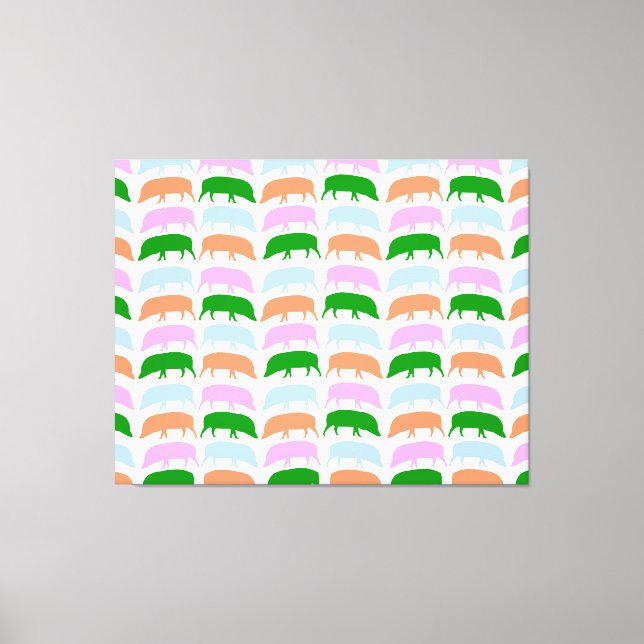 Multicoloured Hogs Pink Blue Green Orange Canvas Print (Front)