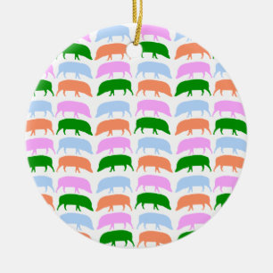 Multicoloured hogs pink blue green orange Custom B Ceramic Tree Decoration