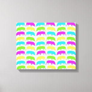 Multicoloured Hogs Yellow Green Purple Blue Canvas Print