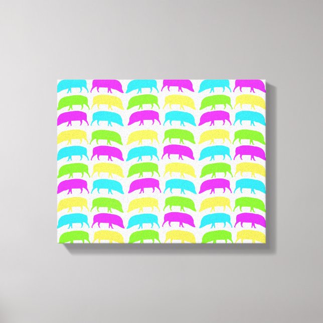 Multicoloured Hogs Yellow Green Purple Blue Canvas Print (Front)