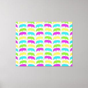 Multicoloured Hogs Yellow Green Purple Blue Canvas Print