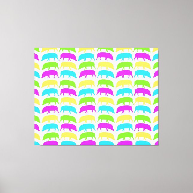 Multicoloured Hogs Yellow Green Purple Blue Canvas Print (Front)