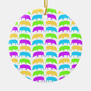 Multicoloured hogs yellow green purple blue Custom Ceramic Tree Decoration