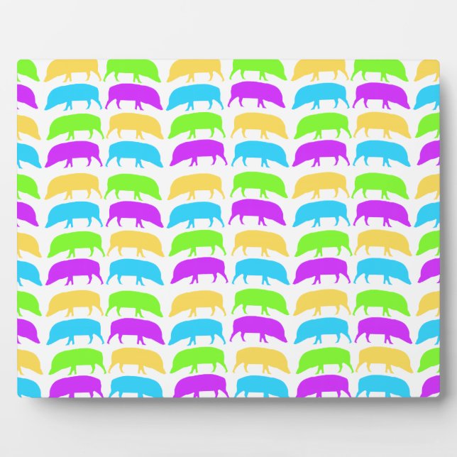 Multicoloured Hogs Yellow Green Purple Blue Plaque (Front)